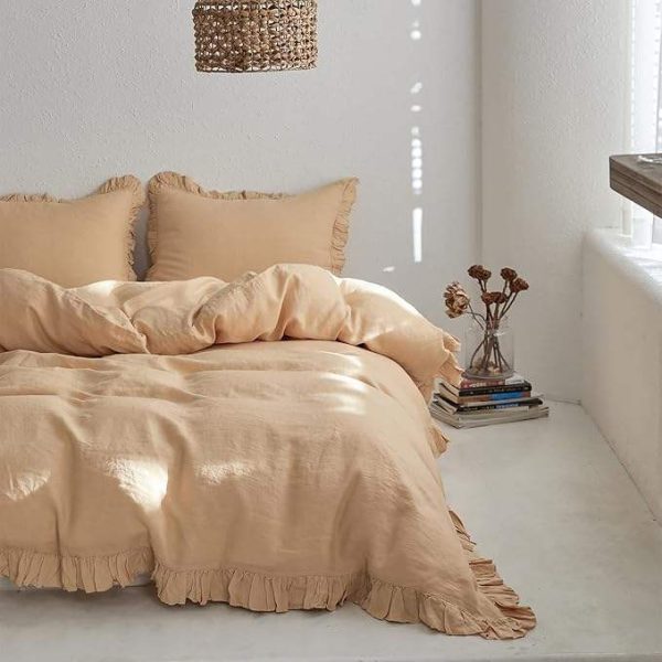 Vải lanh Pháp mềm mại 300TC, thoáng khí, đã qua xử lý giặt.