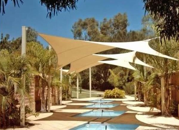 Buồm che nắng kích thước tùy chỉnh cho sân vườn, hồ bơi khách sạn và resort