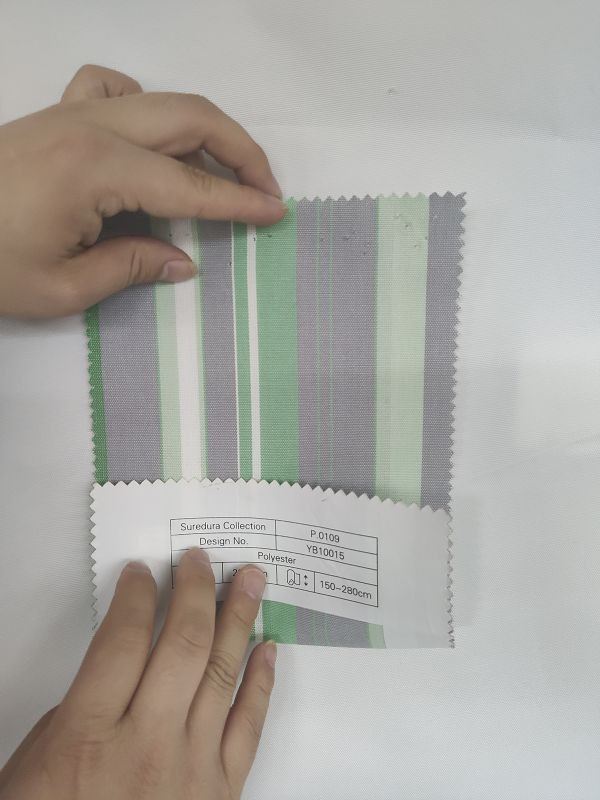 Chi tiết họa tiết sọc vải outdoor Suredura YB10015 dùng may đệm ghế sân vườn
